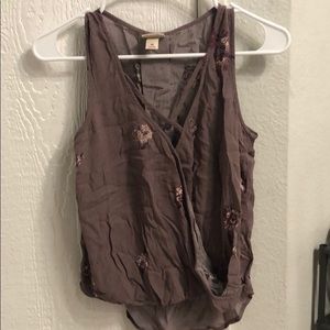 Purple blouse with floral prints